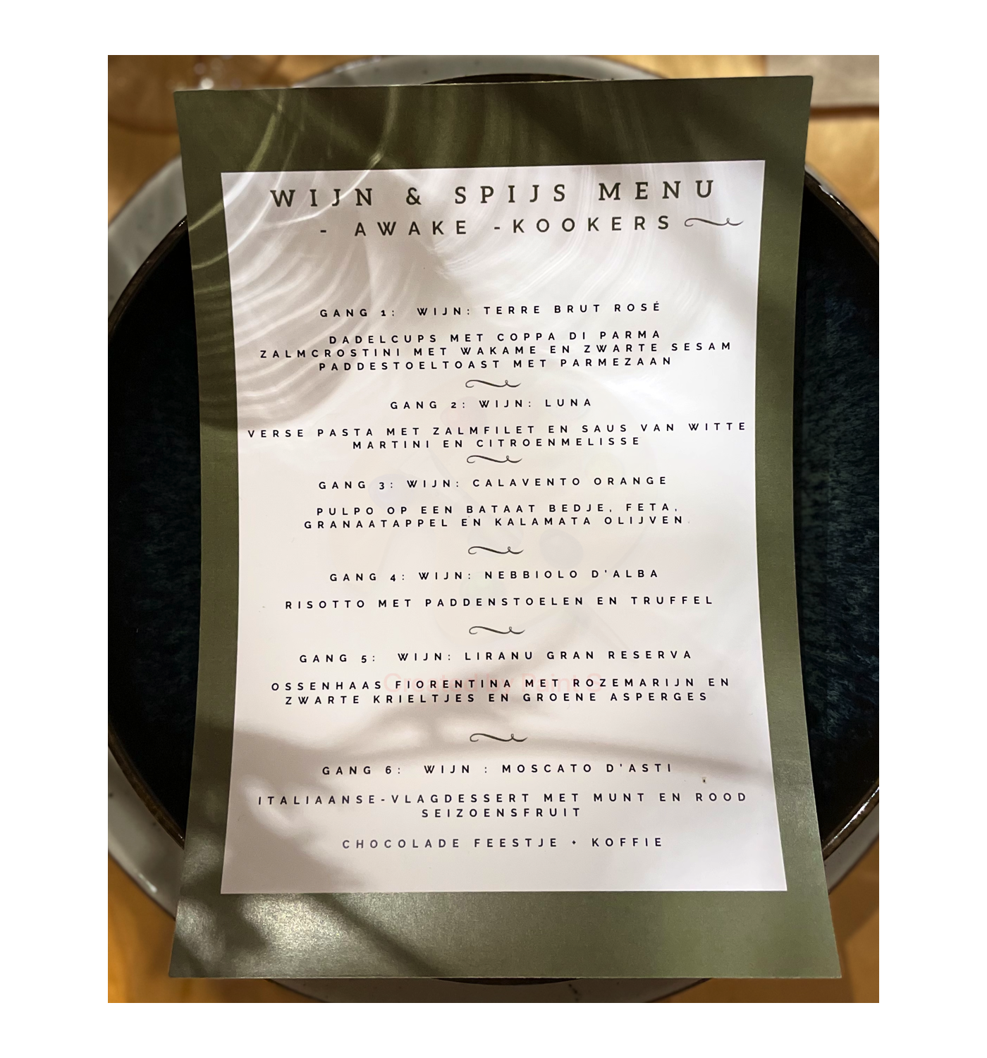 Wijn en spijs menu voorbeeld